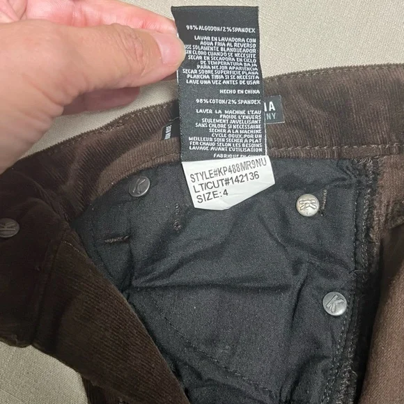 Kut from the Kloth Diana Fab Ab Skinny Corduroy Jeans Size 4 Chocolate Brown - Picture 9 of 12